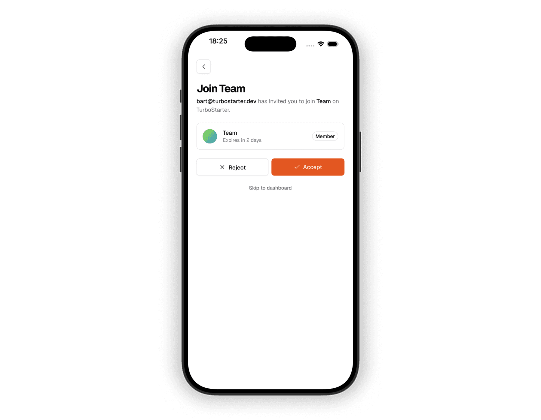 Join organization prompt