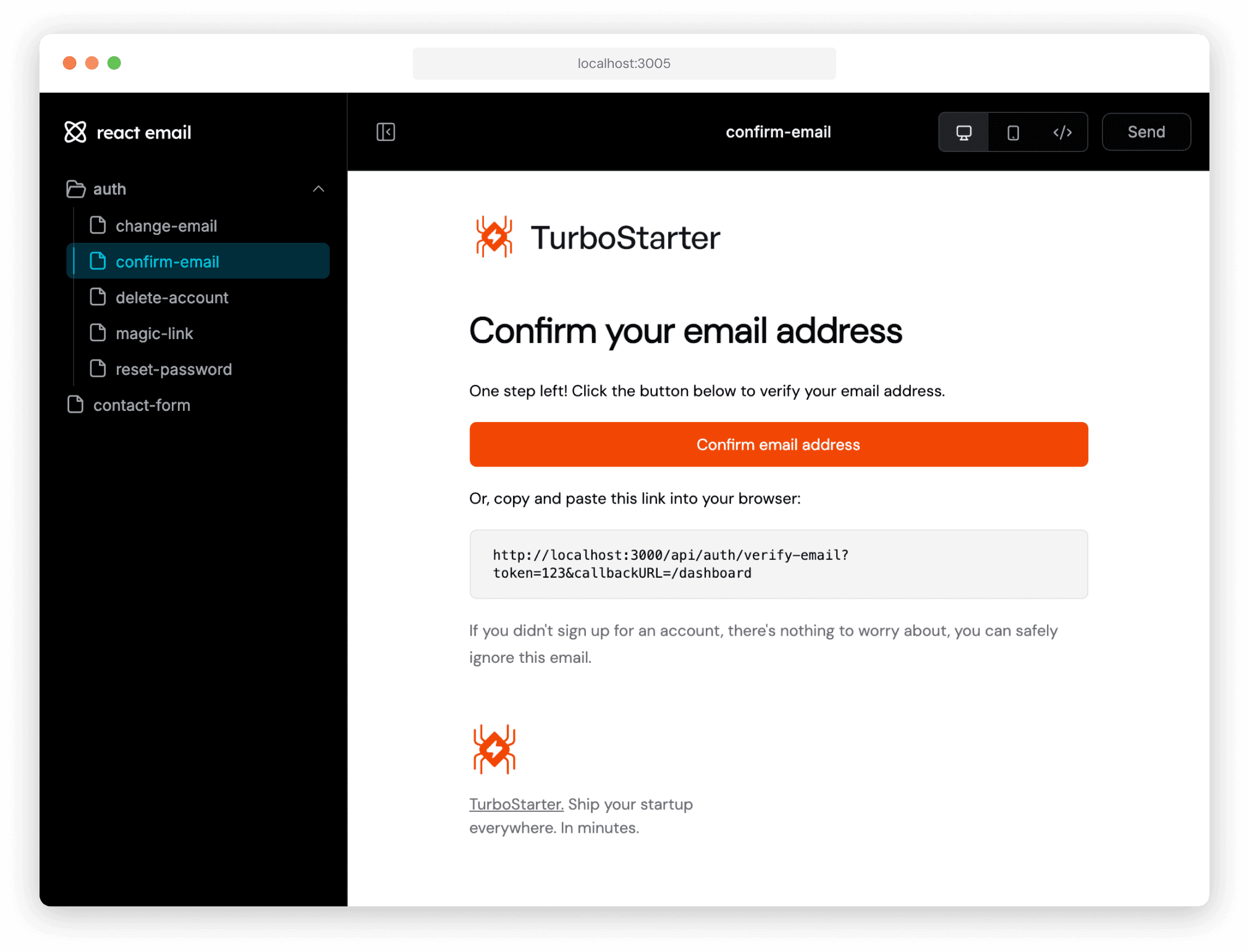 Email preview