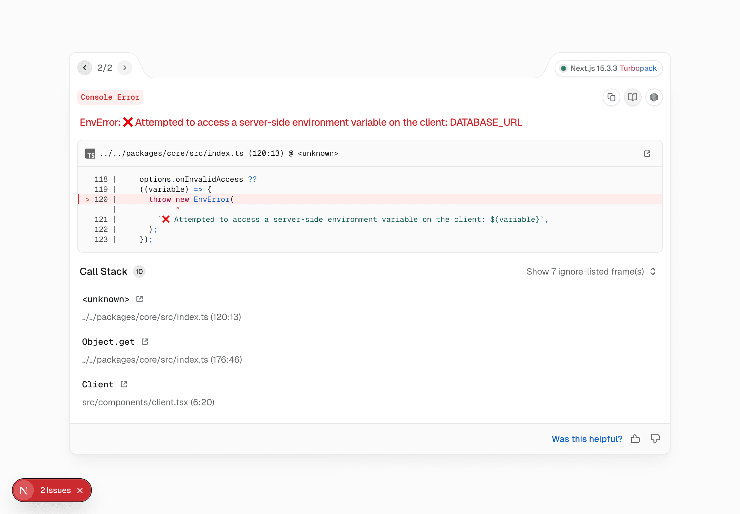 Envin invalid access error