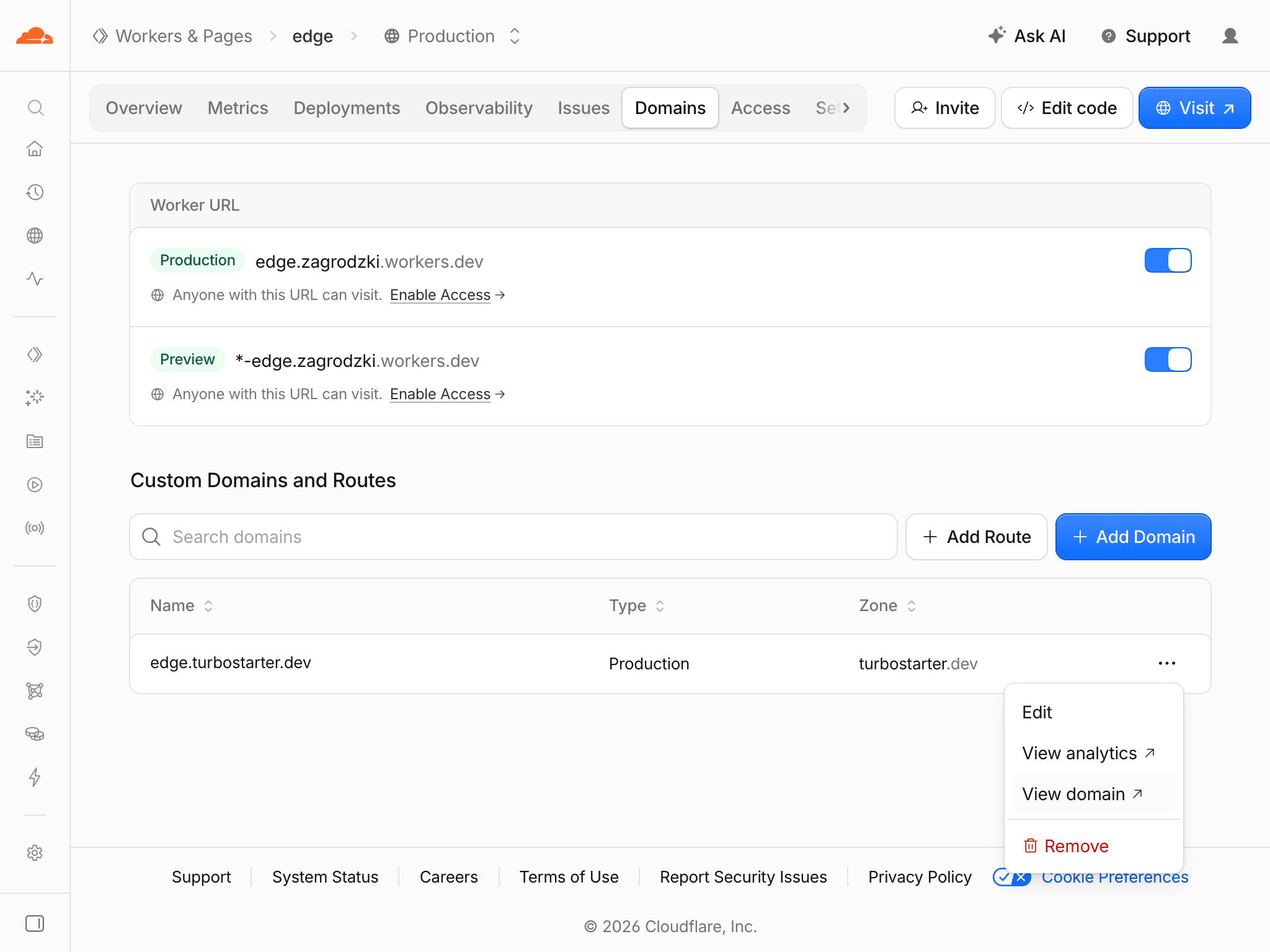 Custom domain configuration