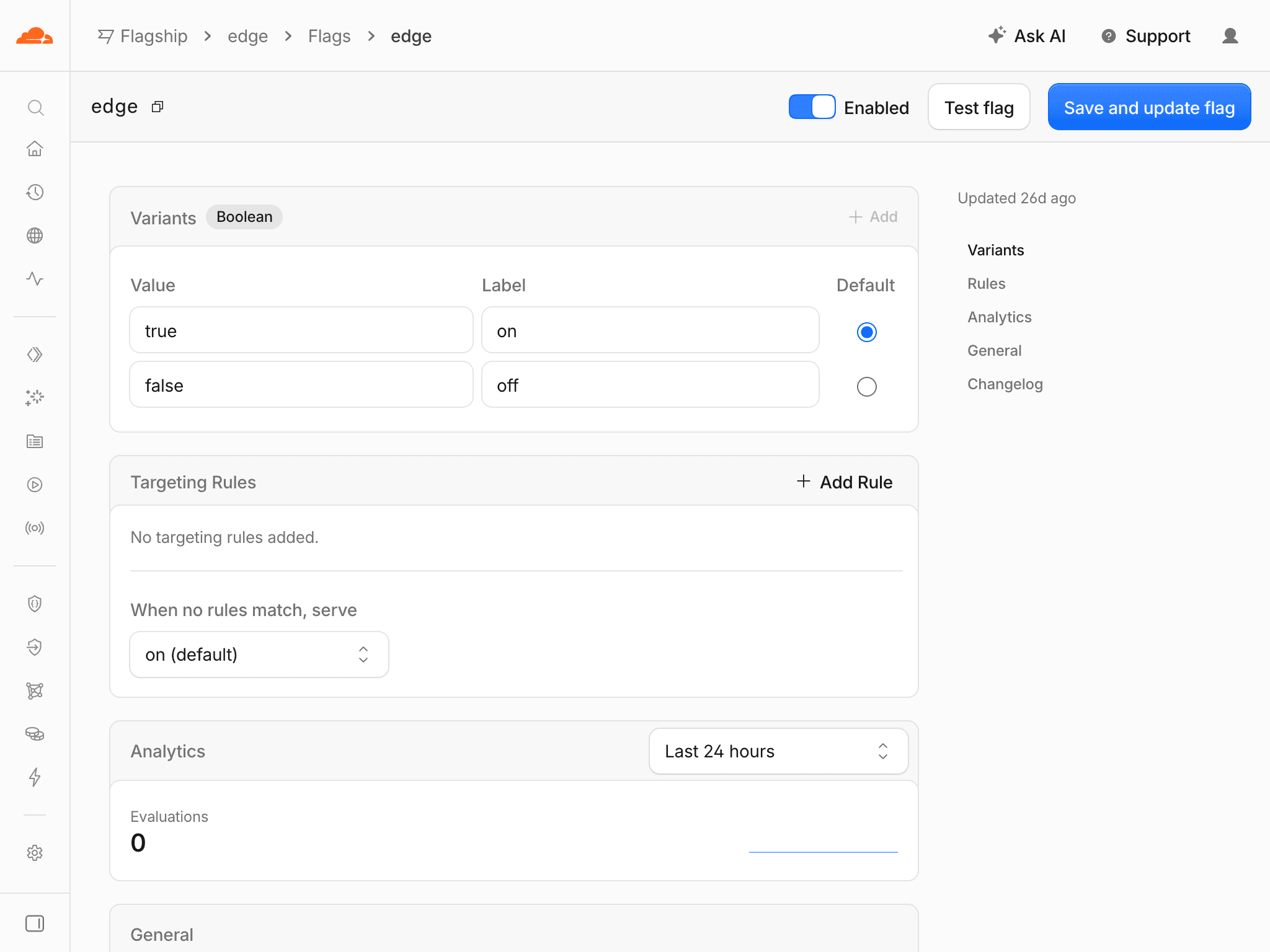 Edge Flagship app showing the edge boolean flag