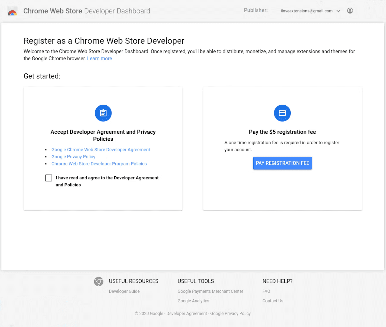 Chrome registration fee