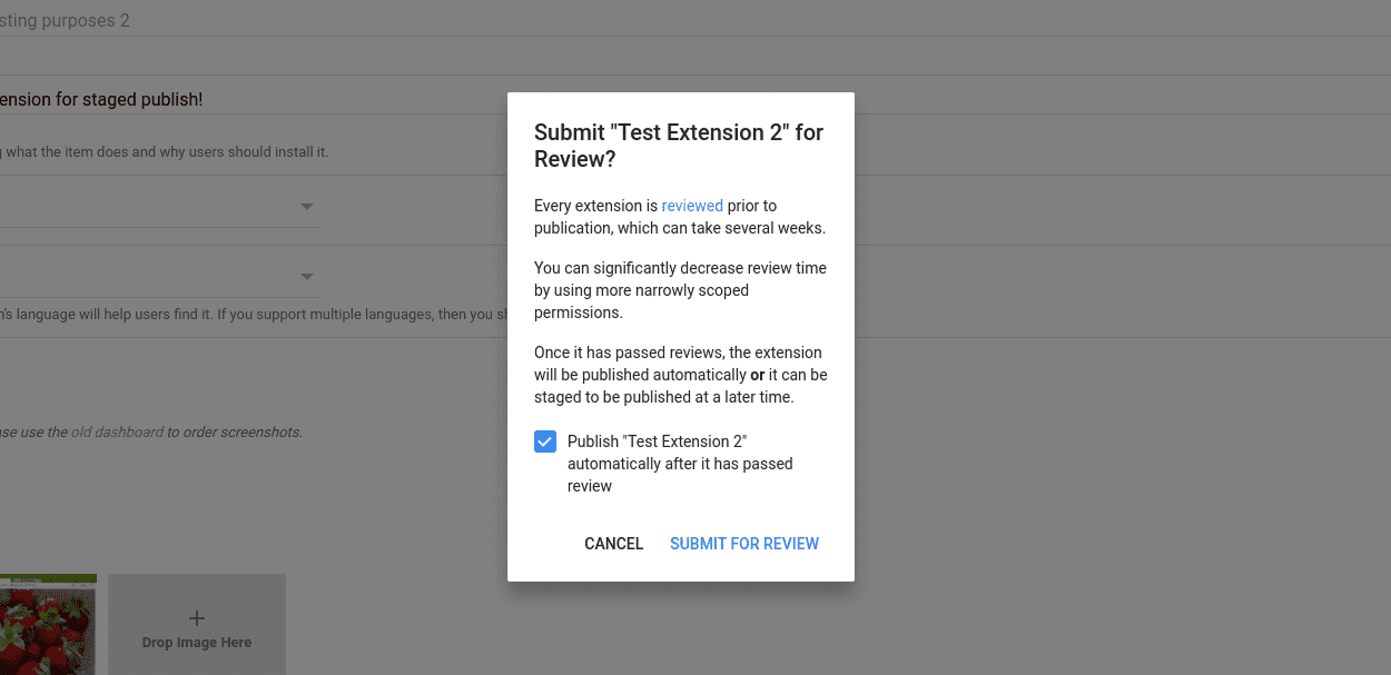Chrome submit for review