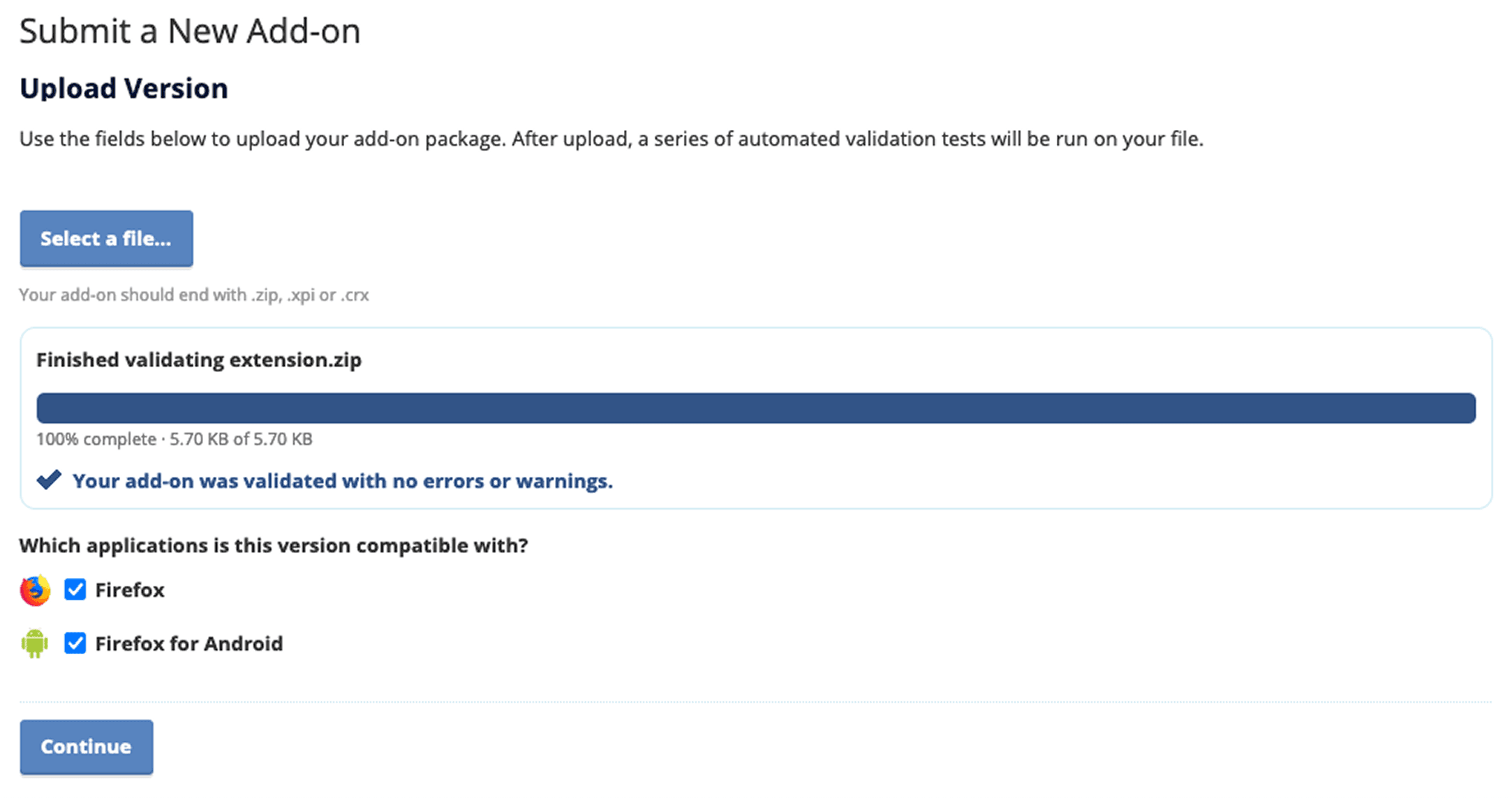Mozilla validation