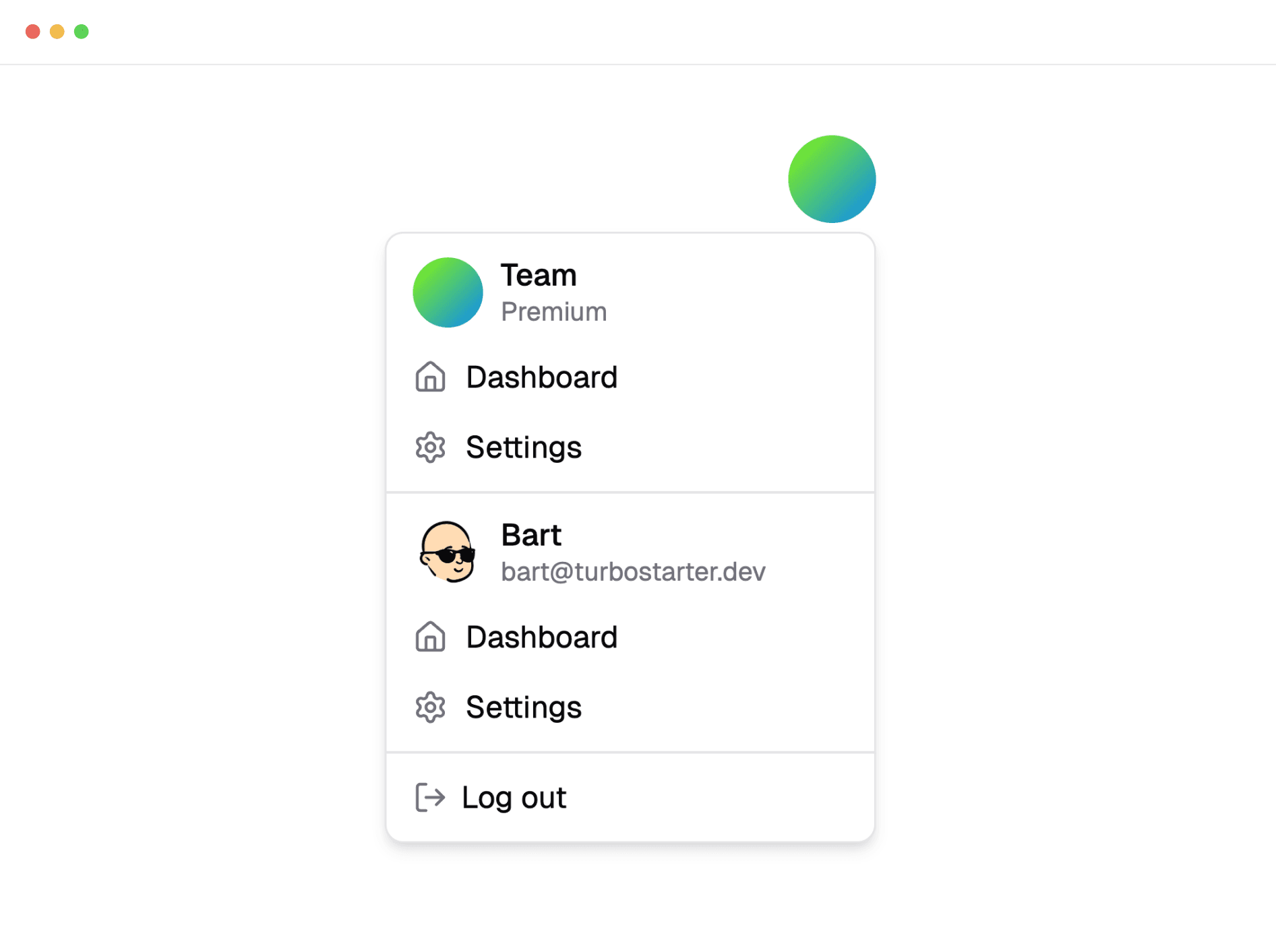 Shared authentication with organizations in extension