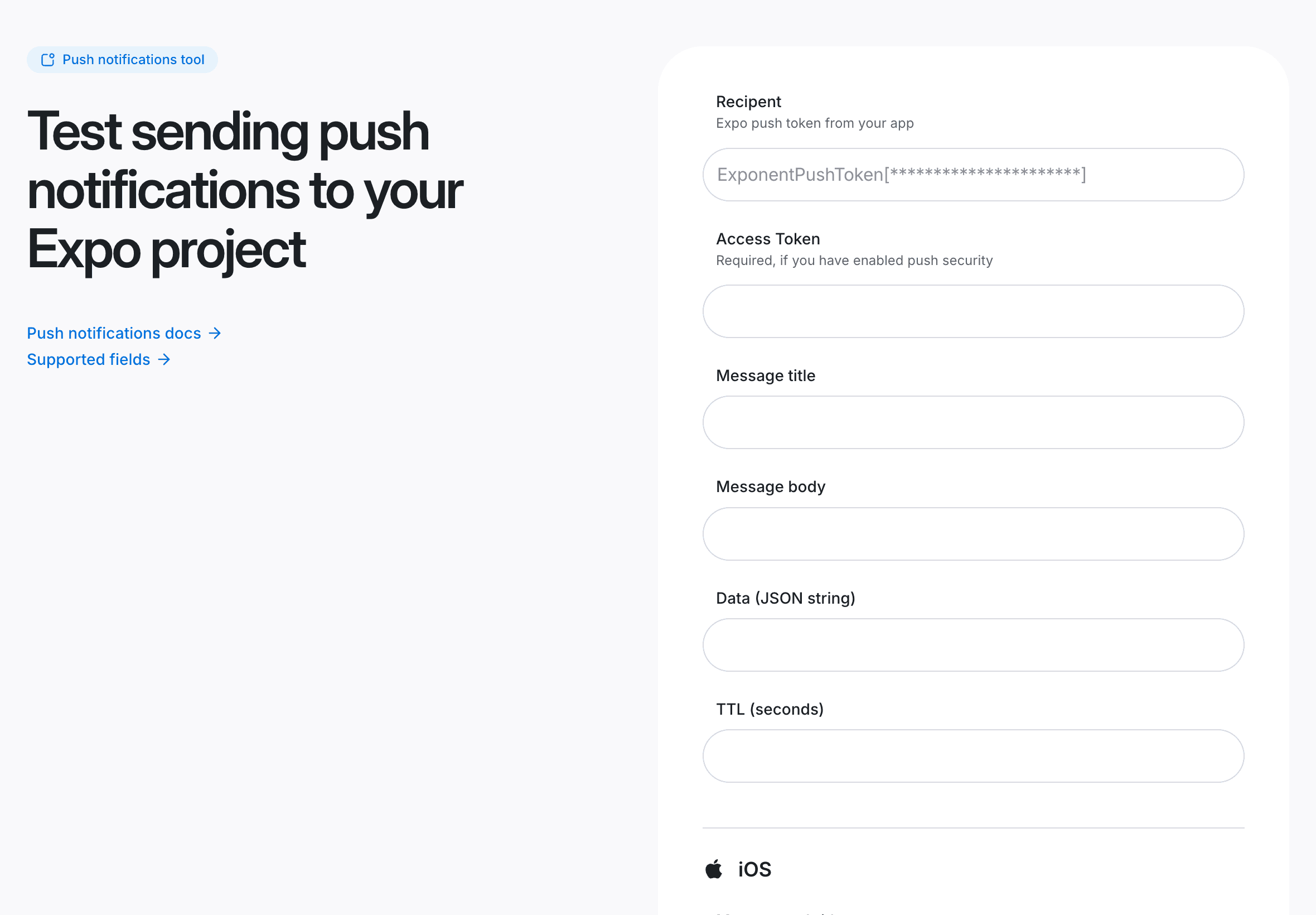 Push notifications tool