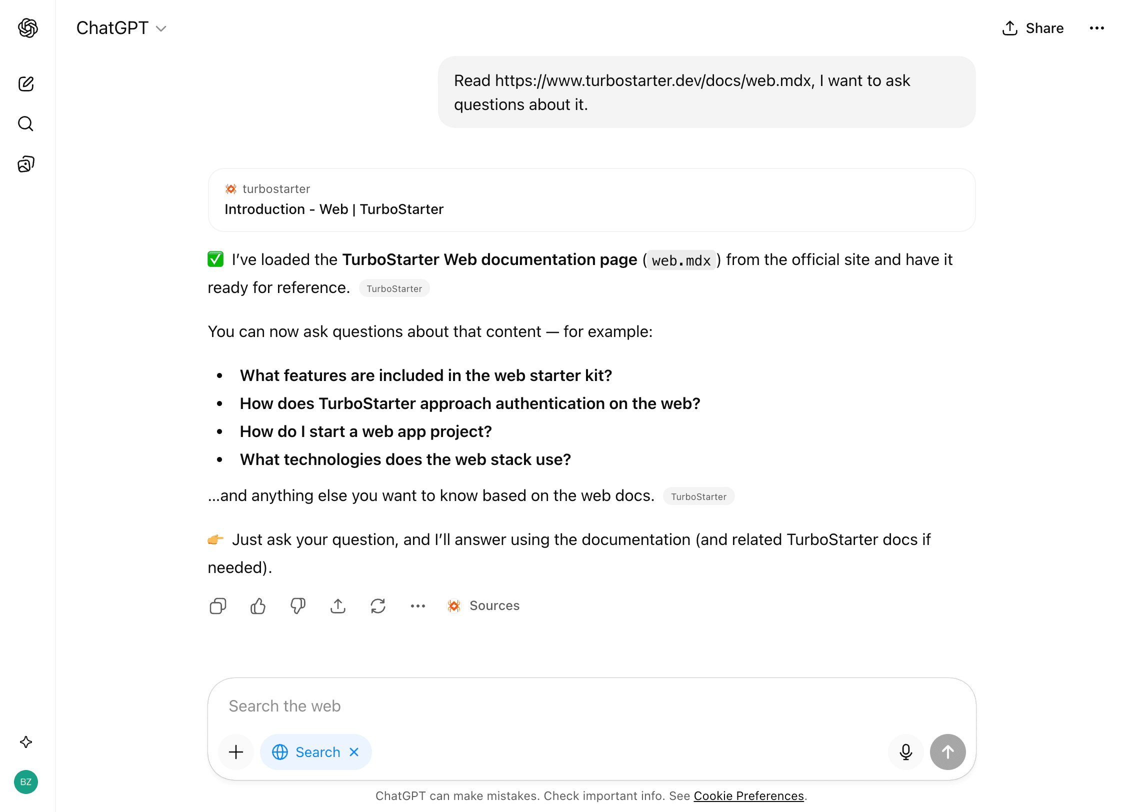ChatGPT example