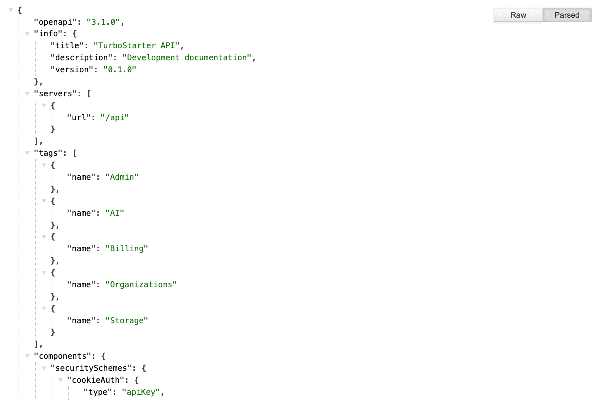 OpenAPI JSON document in the browser