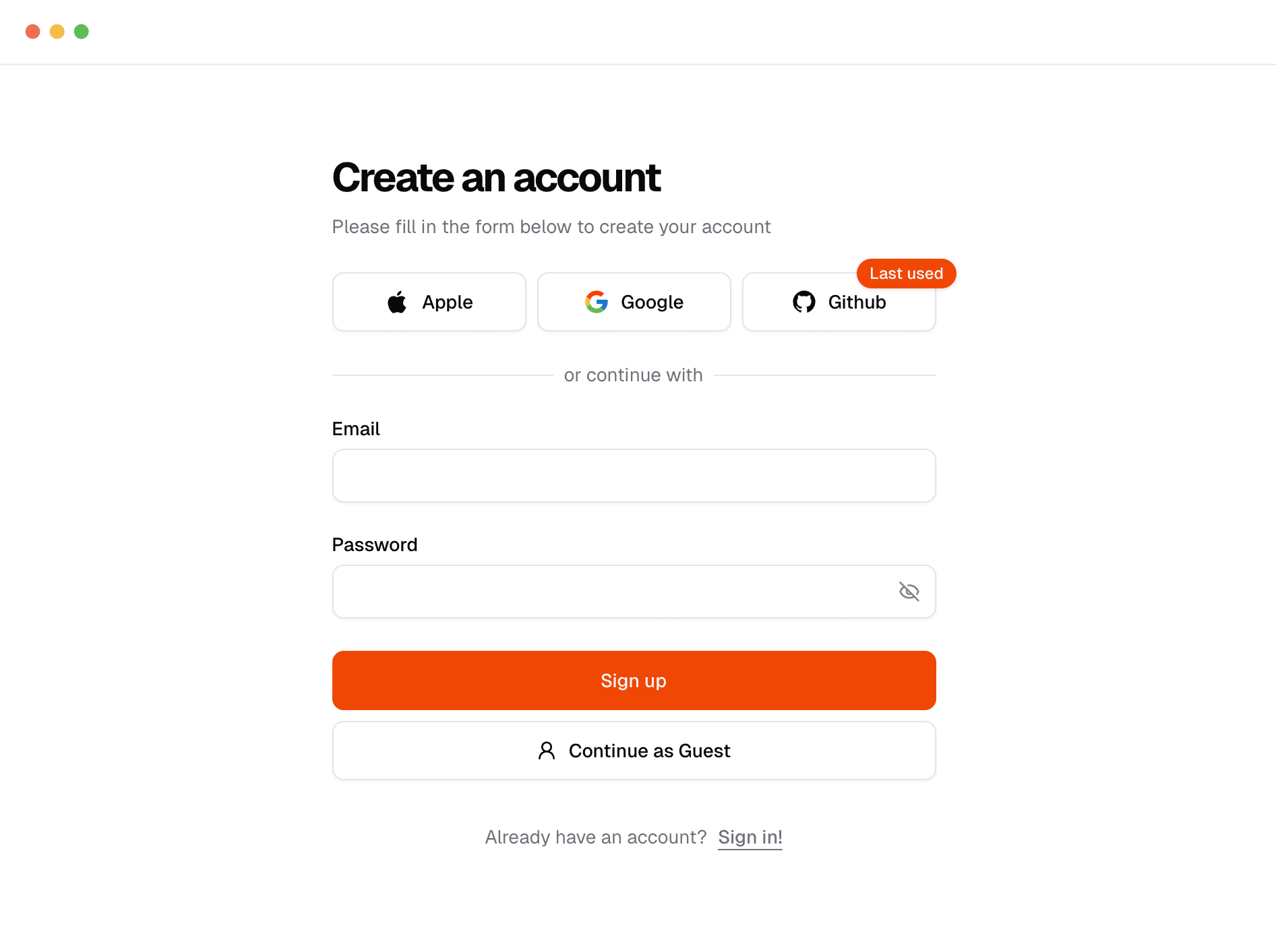 Sign up