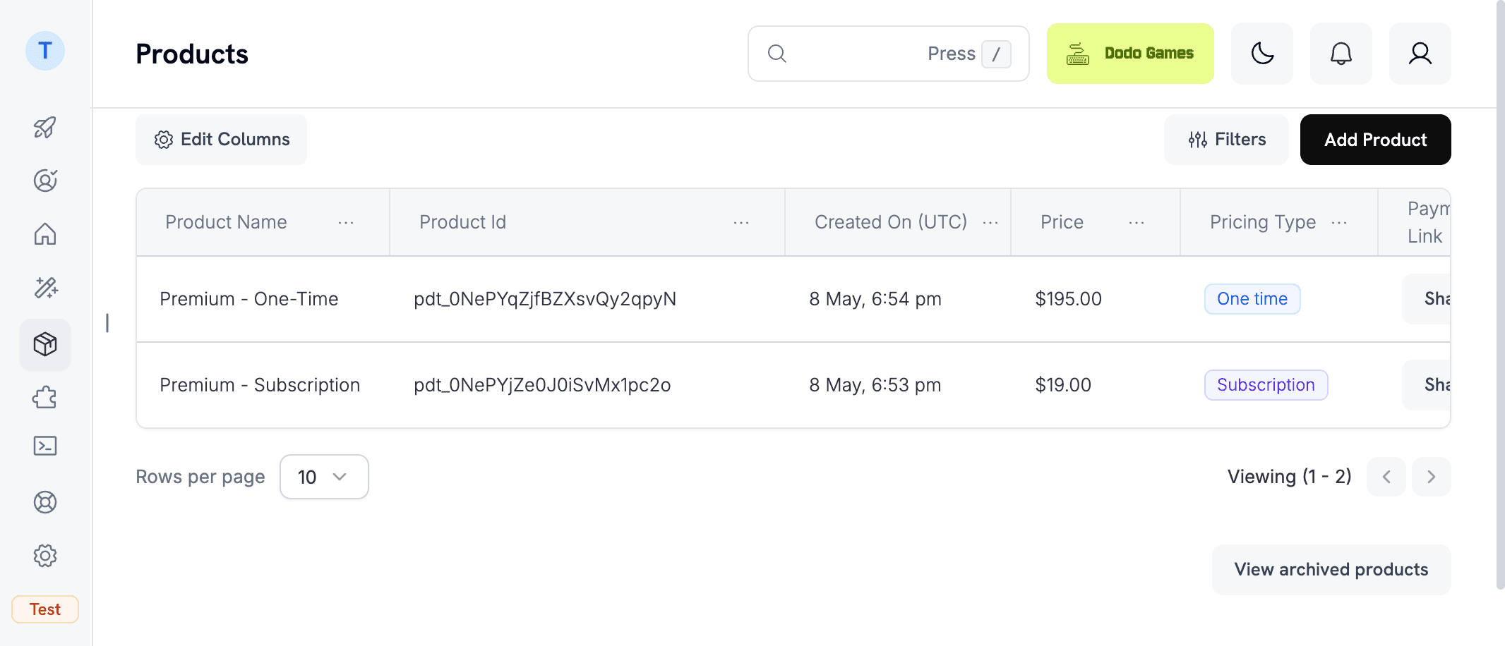 Dodo Payments Product Variants