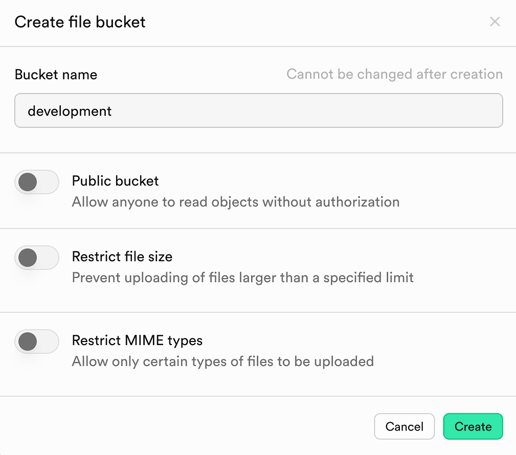 Create a new bucket