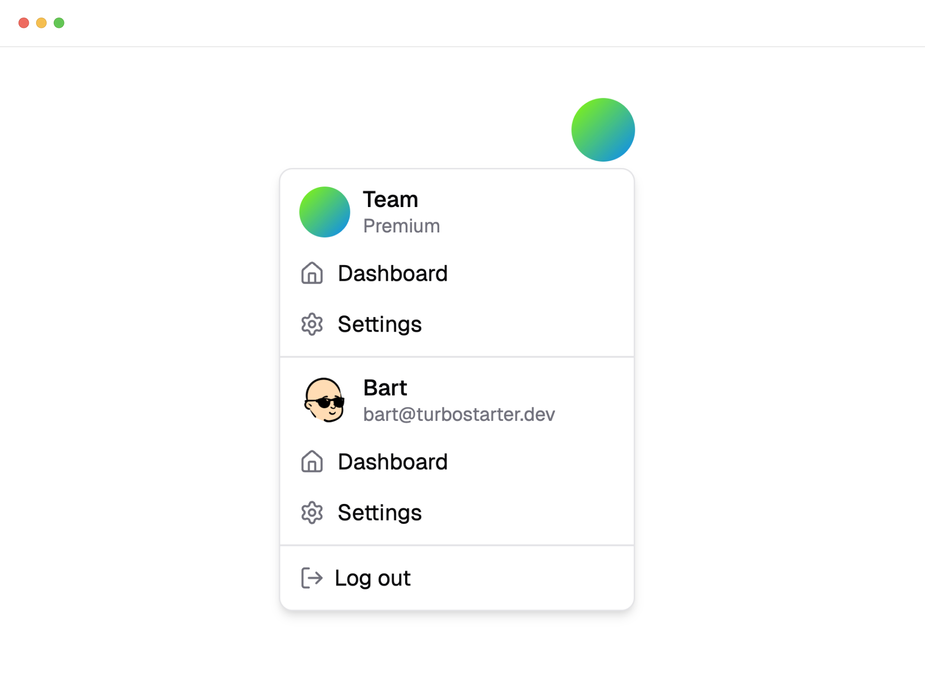 Shared authentication with organizations in extension