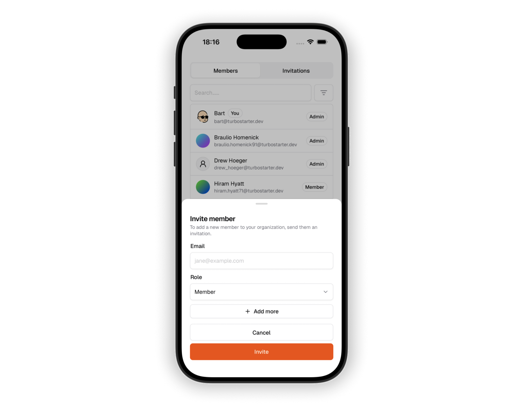 Invite members bottom sheet