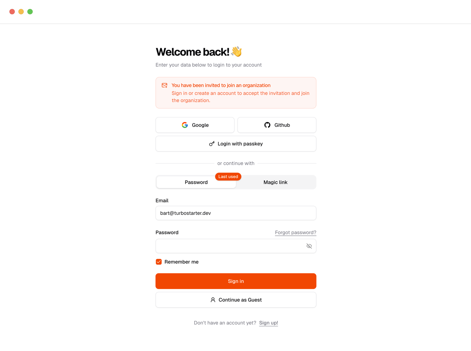 Invitation disclaimer